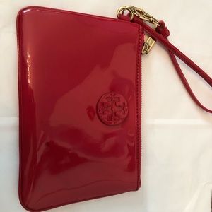 Tory Burch Orange Patent Leather Wristlet